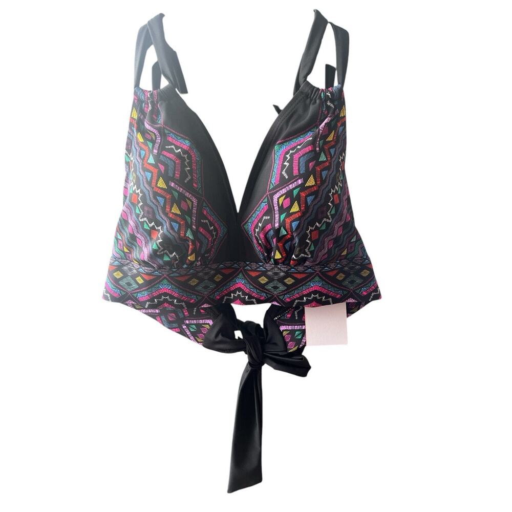 Swimsuits For All Padded Bikini Top – Size 12 Black Geometric - Picture 2 of 4